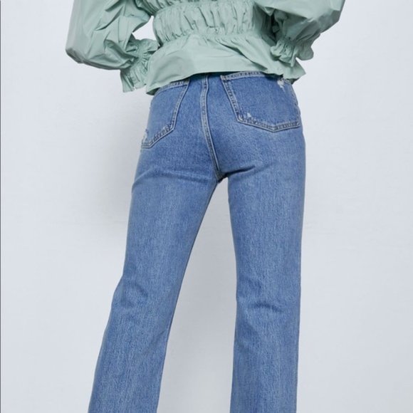 Zara ZW Premium Kick Jeans in Rip and Repair US 2 - Picture 6 of 9